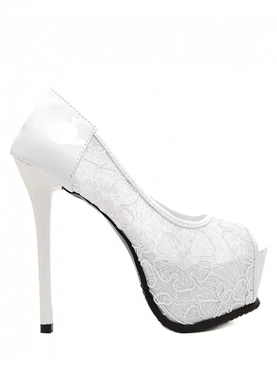 Cute Lace Platform Stiletto Heel Peep Toe Shoes