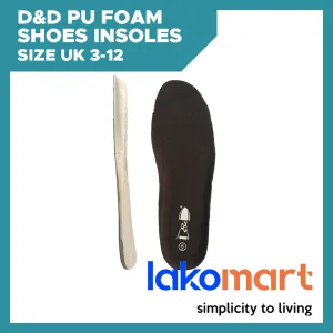 D&D PU Foam Shoes Insoles Size UK03/EU46 - UK12/EU47