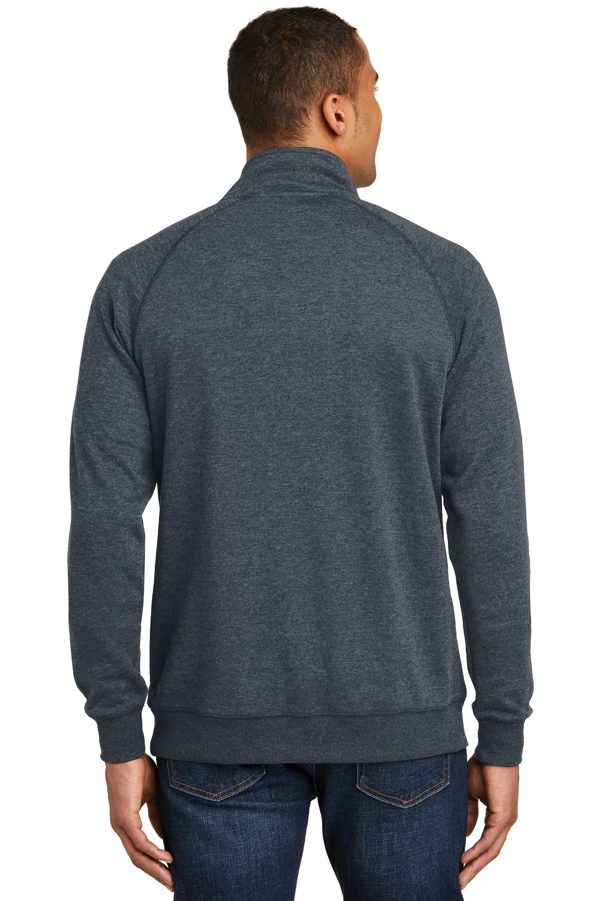 District Made Mens Lightweight Fleece 1/4-Zip Heathered Navy