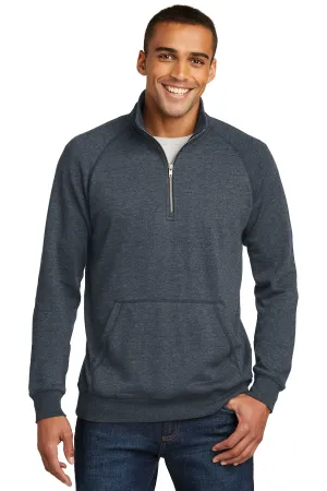 District Made Mens Lightweight Fleece 1/4-Zip Heathered Navy