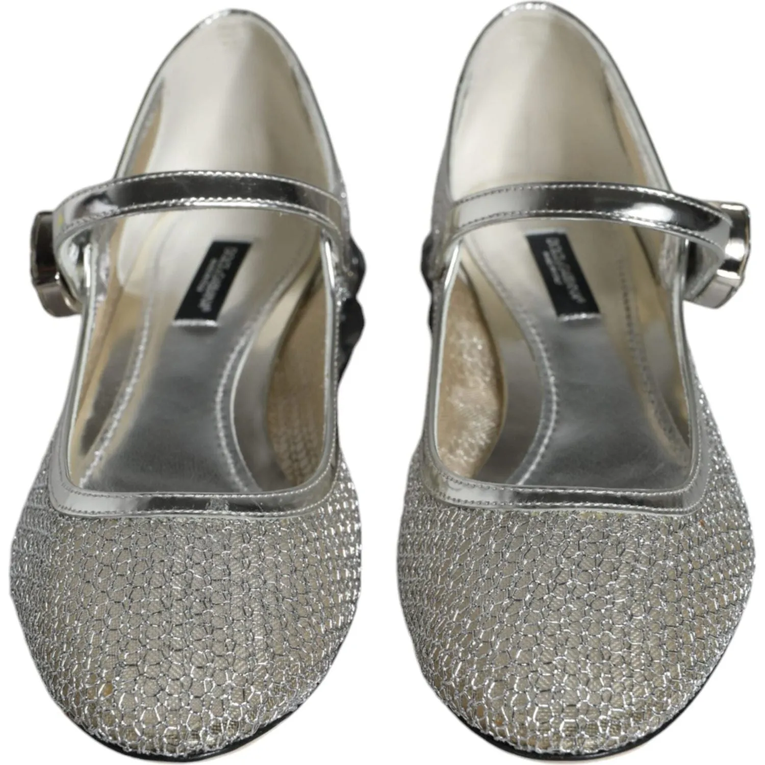 Dolce & Gabbana Silver Mesh Crystal Mary Jane Pumps Shoes