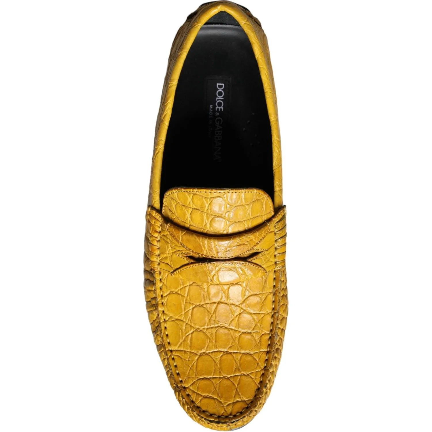 Dolce & Gabbana Yellow Leather Slip Mocassin Loafers Shoes