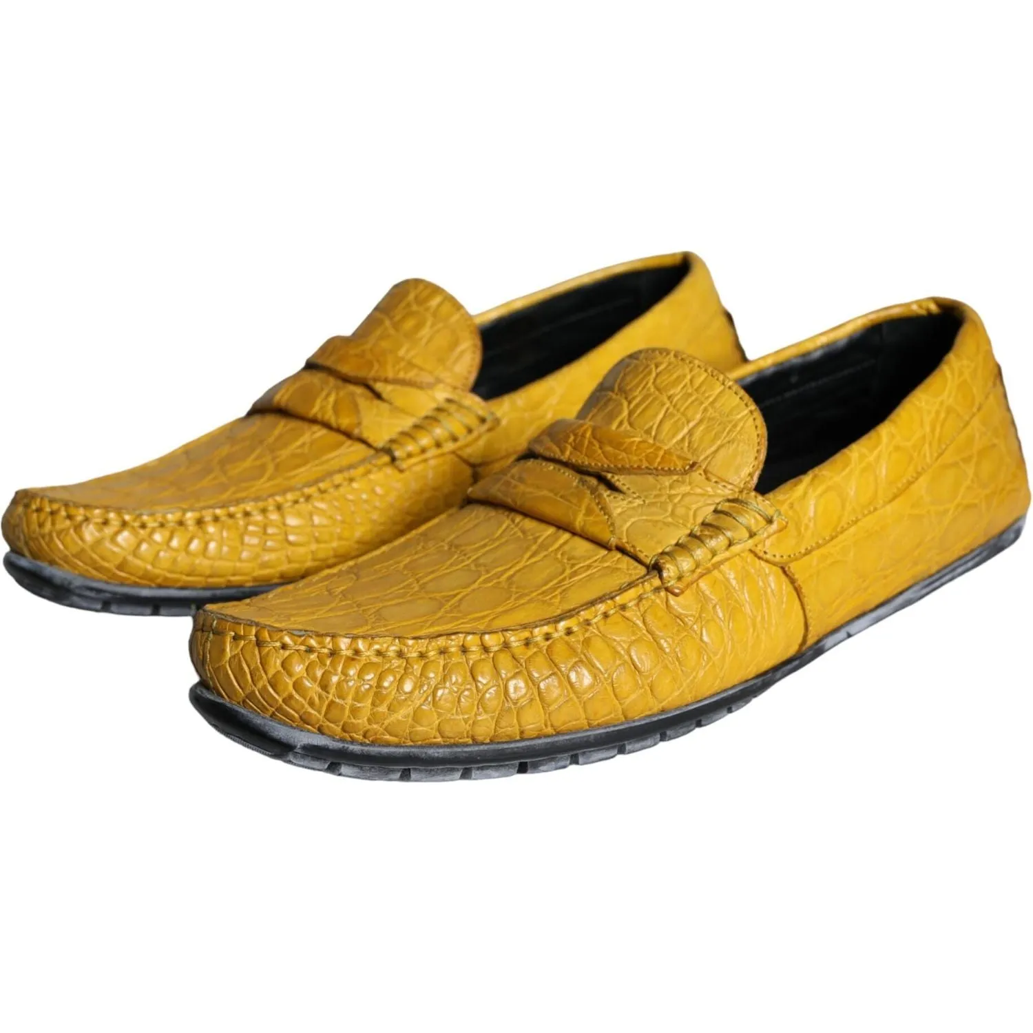 Dolce & Gabbana Yellow Leather Slip Mocassin Loafers Shoes