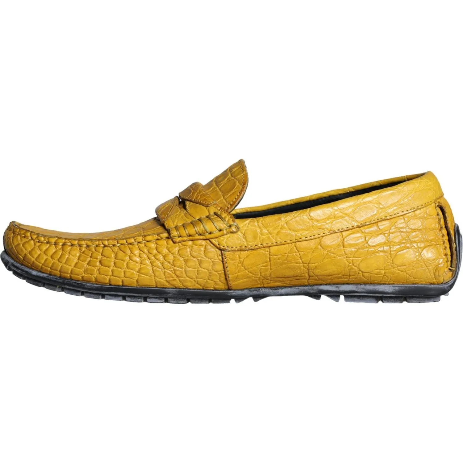 Dolce & Gabbana Yellow Leather Slip Mocassin Loafers Shoes