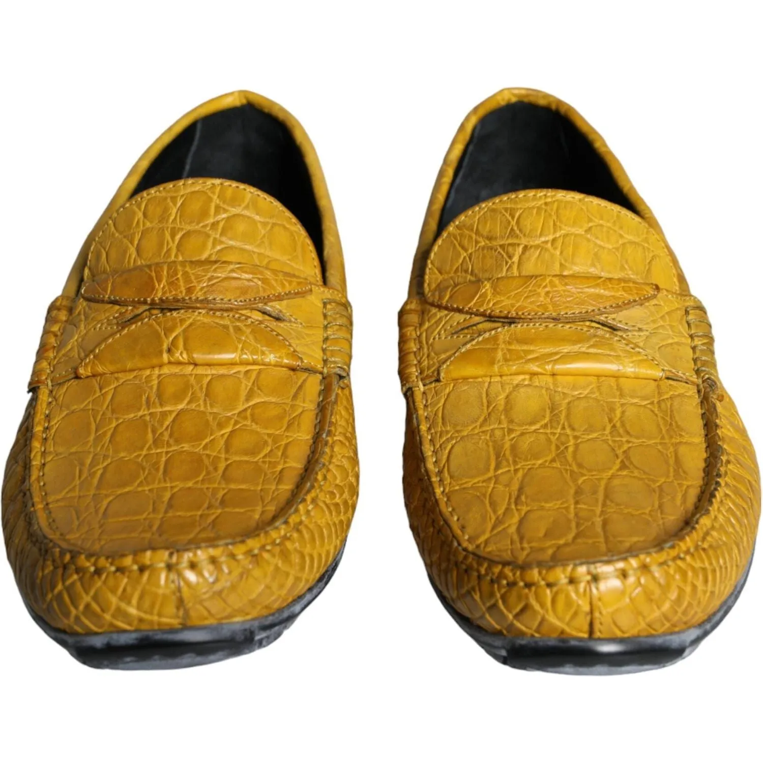 Dolce & Gabbana Yellow Leather Slip Mocassin Loafers Shoes