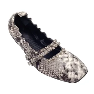 Dorothee Schumacher Grey / Silver Studded Python Skin Leather Ballet Flats