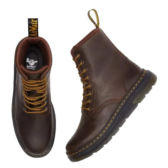 Dr Martens Crewson Classic Leather Everyday Boots Crazy Horse Brown