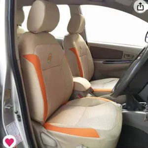 F1 Fabric Car Seat Cover Beige and Orange For Toyota Innova