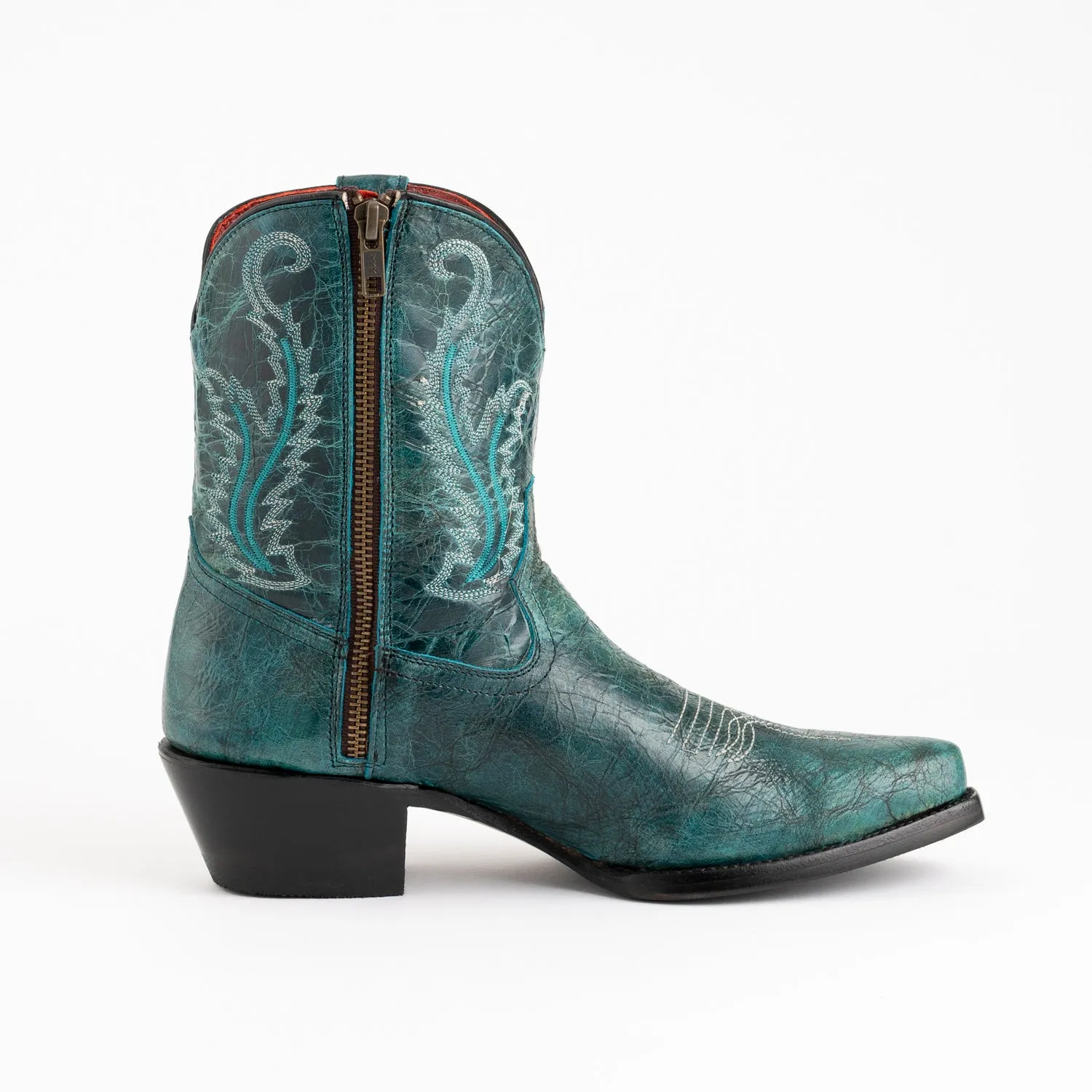 Ferrini Womens Molly R-Toe Teal Leather Cowboy Boots