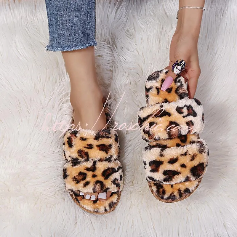 Flat cow suede low-heel open-toed slippers