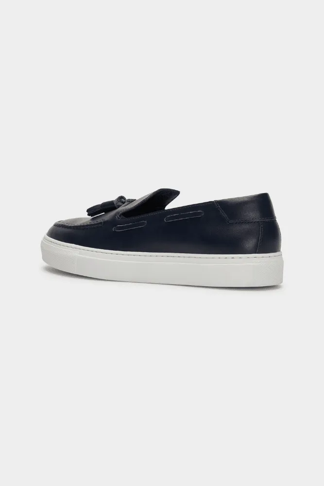 GCY23 Tassel Loafer - Navy Leather with White Sole