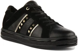 Geox Leelu Trainers In Black Gold For Women