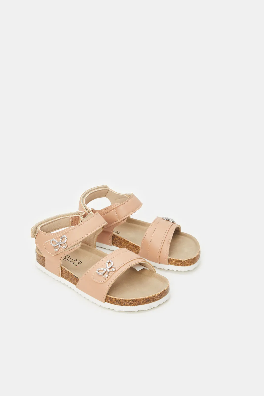 Girls Pink Embellished Cork Sandal