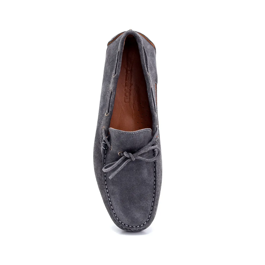 Grey Men Leather Suede Loafer