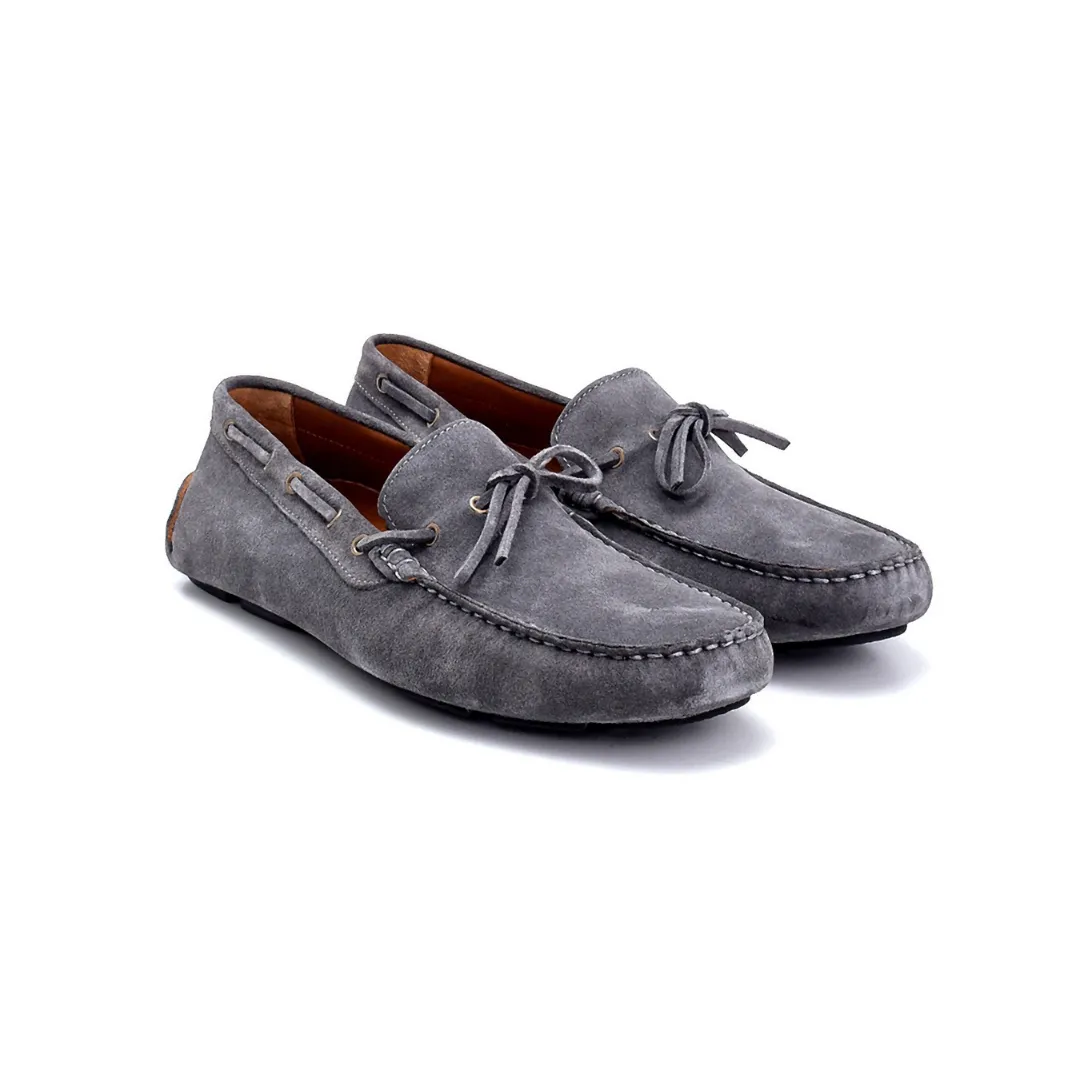 Grey Men Leather Suede Loafer