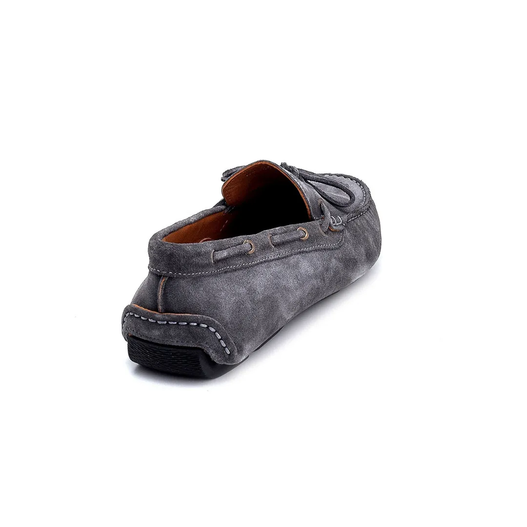 Grey Men Leather Suede Loafer