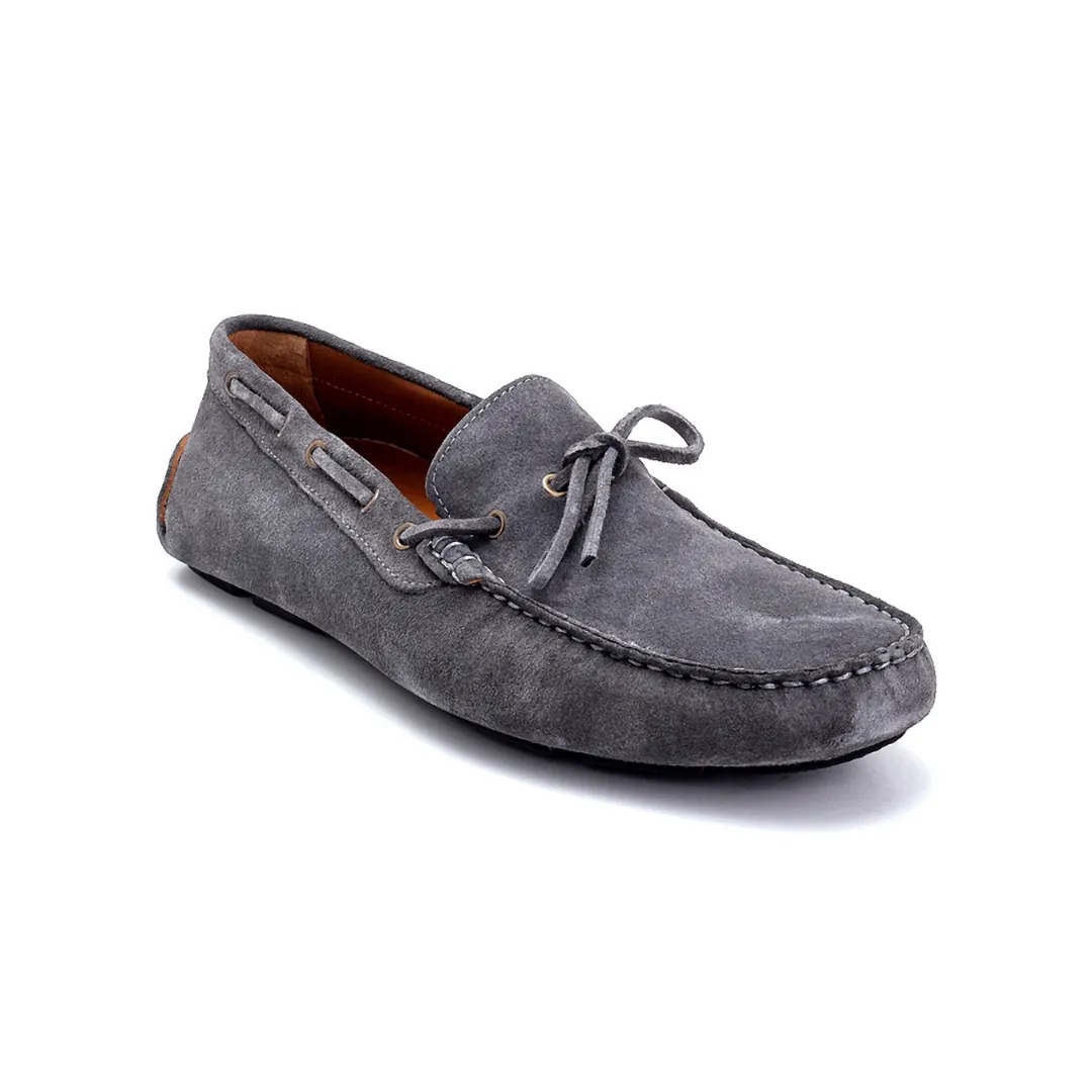 Grey Men Leather Suede Loafer