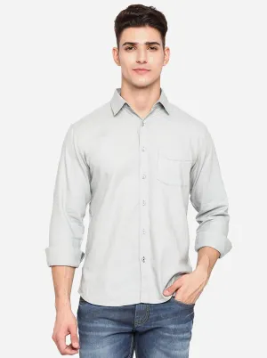 Grey Solid Slim Fit Semi Casual Shirt | Greenfibre