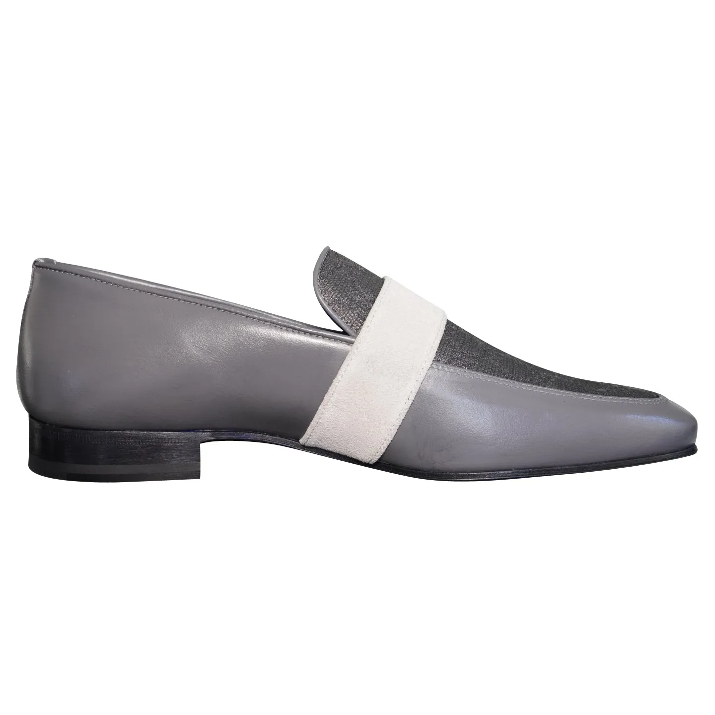 Grigio Logo Monk Strap Loafer With Silver Buckle