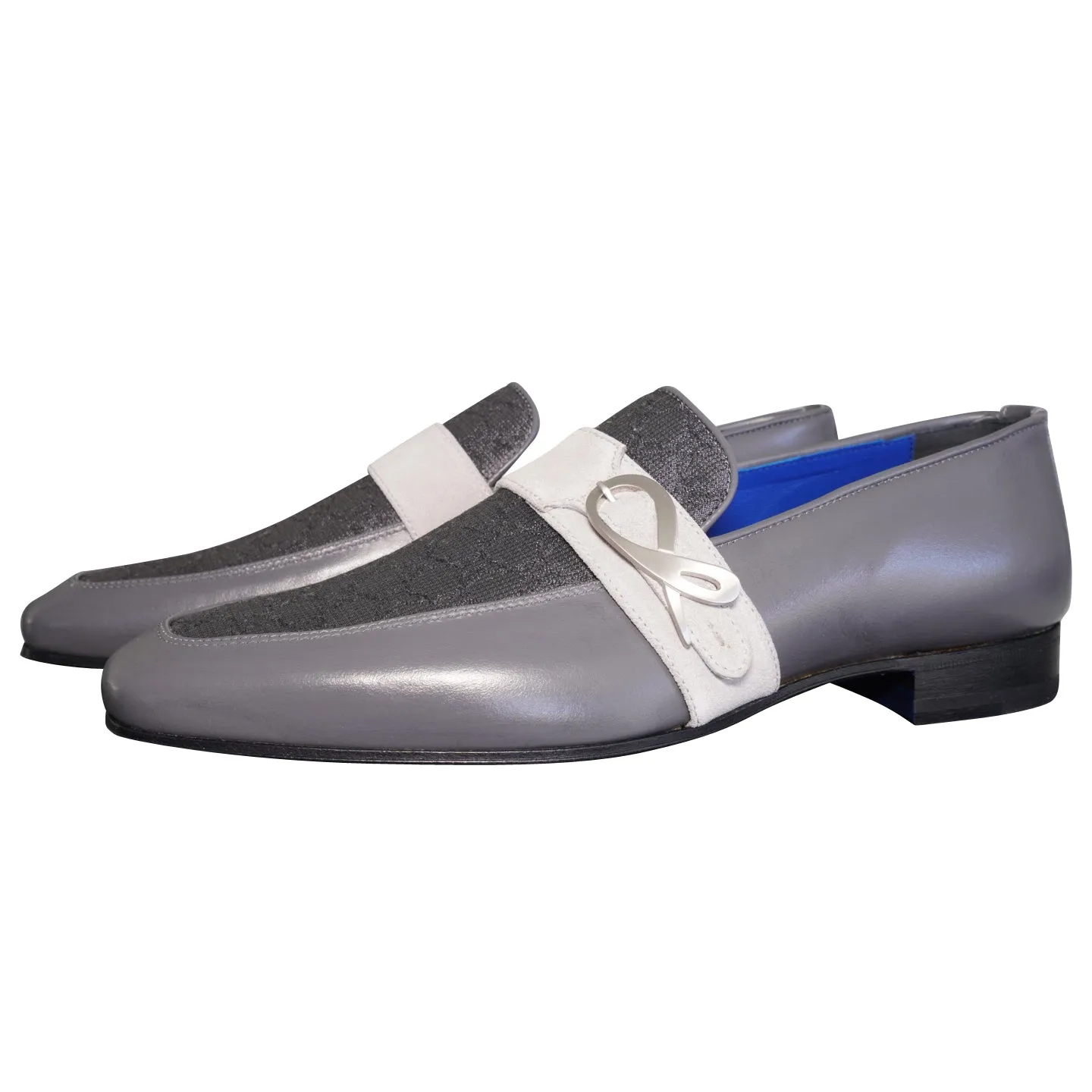 Grigio Logo Monk Strap Loafer With Silver Buckle