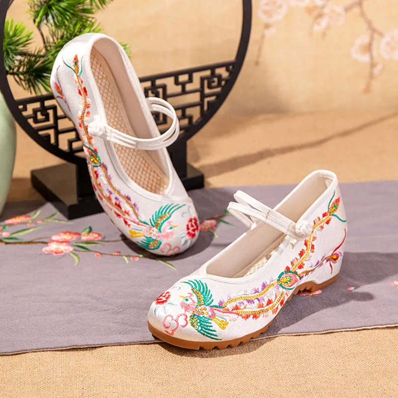 Handmade Golden Phoenix Embroidery Retro Vintage Embroidered Shoes