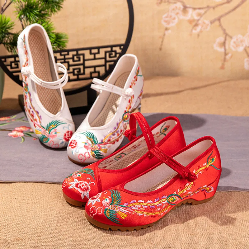 Handmade Golden Phoenix Embroidery Retro Vintage Embroidered Shoes