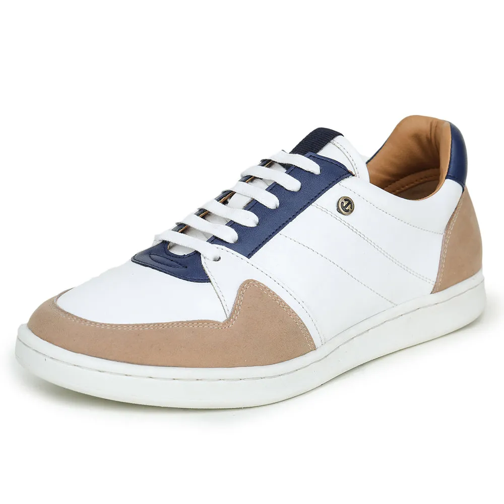 Healers Casual White Lace-Up Sneakers For Men SYN-65 By Liberty