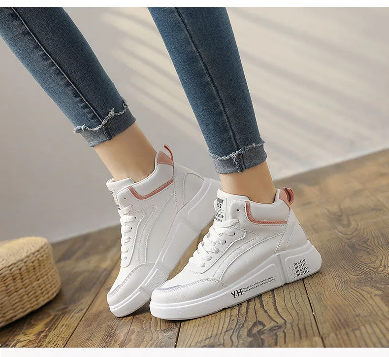 High Top Women Leather Casual Sneakers