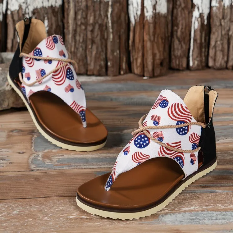 Independence Day Printed Lightweight Roman Beach Sandals