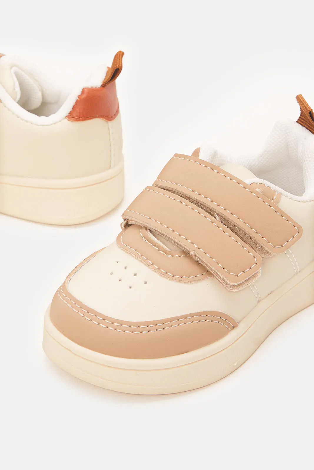 Infant Boys Beige Double Strap Sneakers