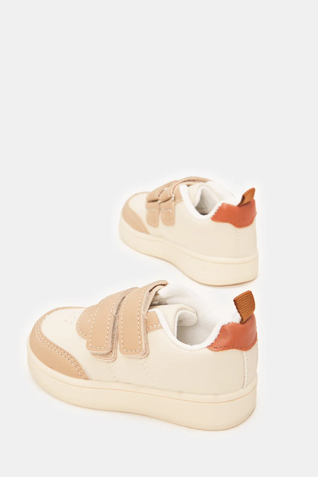 Infant Boys Beige Double Strap Sneakers