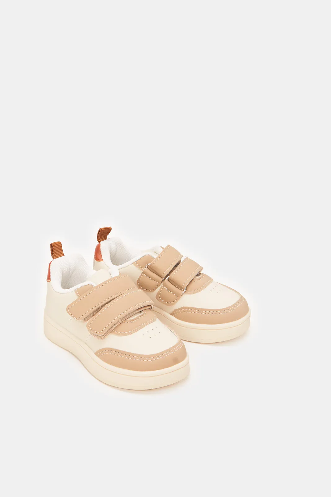 Infant Boys Beige Double Strap Sneakers