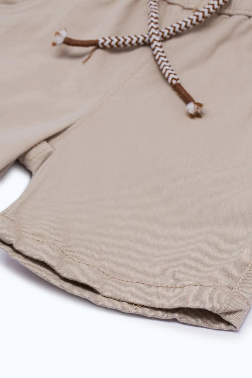 Infant Boys Beige Twill Short Pull On