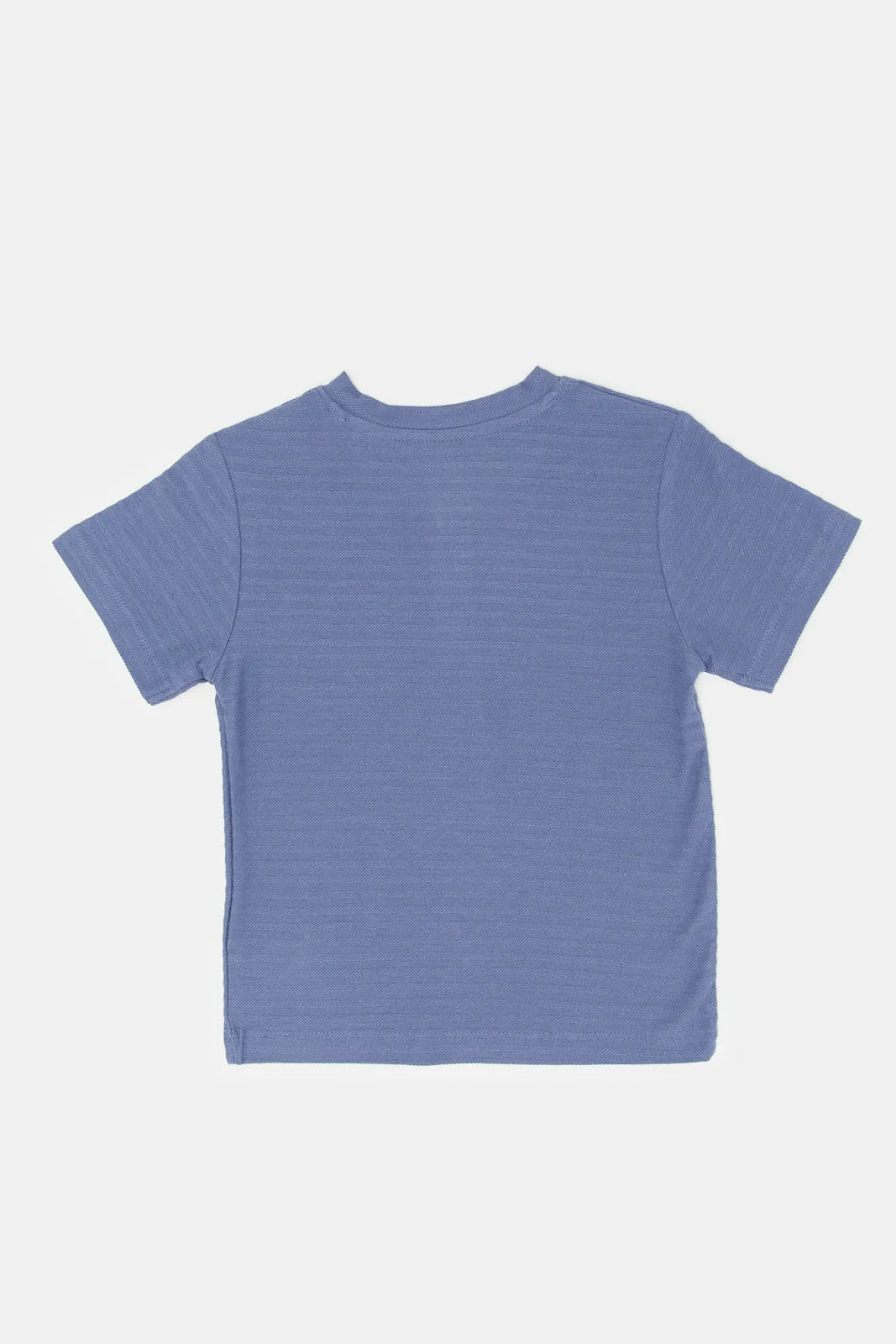 Infant Boys Blue Front Button Jacquard T-Shirt