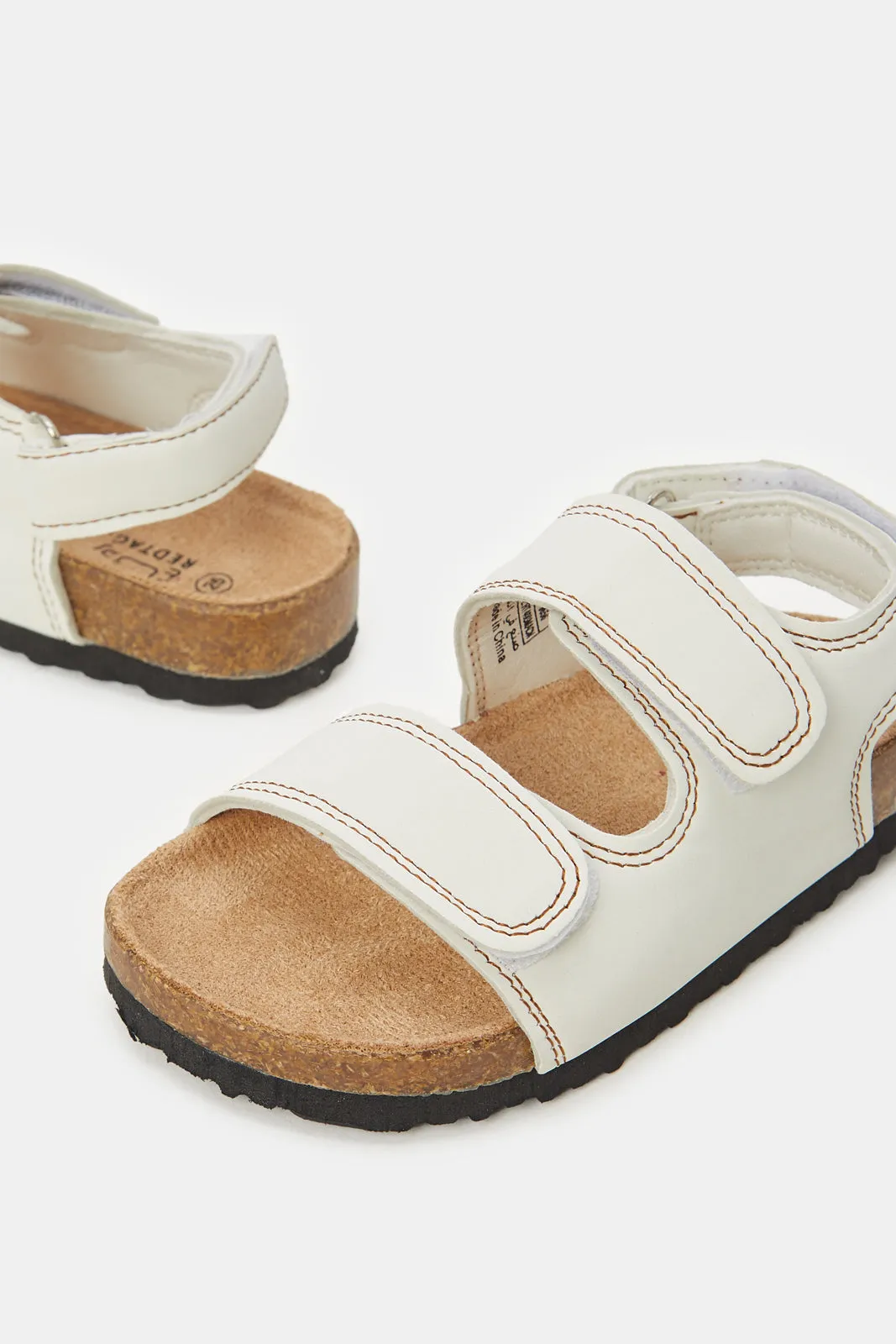 Infant Boys Cream Velcro Strap Sandal