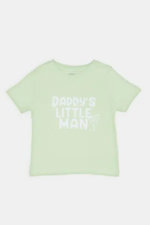 Infant Boys Green Daddy Little Man T-Shirt