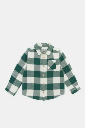 Infant Boys Green Flannel Shirt