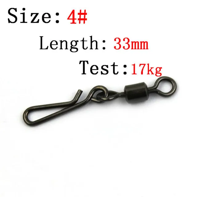 JOSHNESE 50pcs Fishing Swivels Rolling Swivel Interlock Snap Size 8/6/4/2 Hook Lure Connector Terminal Tackle Swivel Fishing