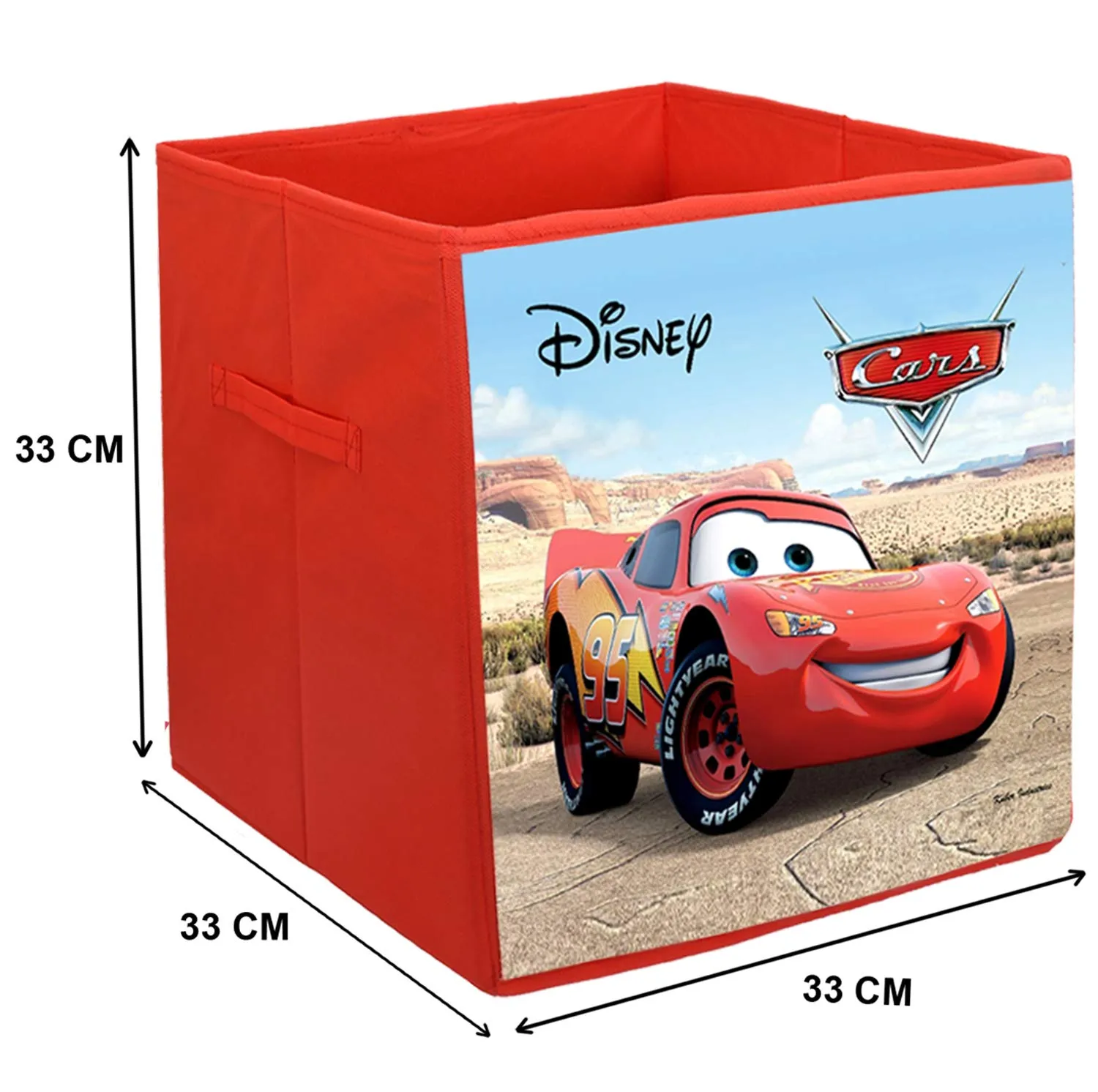 Kuber Industries Disney Cars Print Non Woven Fabric 3 Pieces Foldable Large Size Cloth Storage Box Toy, Books Wardrobe Organiser Cube with Handle (Brown)