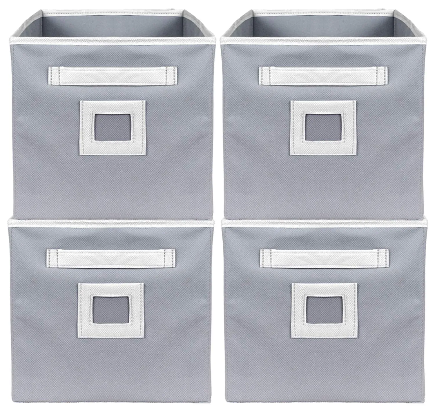 Kuber Industries Non Woven 4 Pieces Fabric Foldable Cubes Storage Box with Handle, Extra Large (Grey)-KUBMART2126, Pack of 4