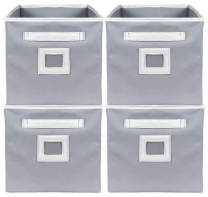 Kuber Industries Non Woven 4 Pieces Fabric Foldable Cubes Storage Box with Handle, Extra Large (Grey)-KUBMART2126, Pack of 4