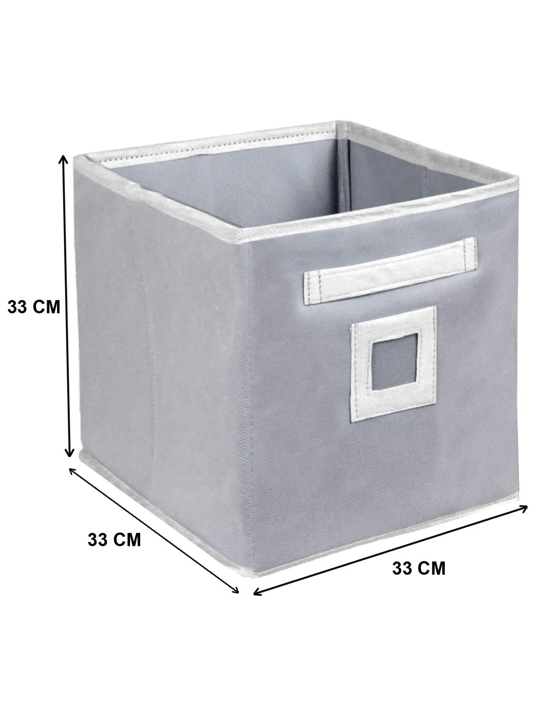 Kuber Industries Non Woven 4 Pieces Fabric Foldable Cubes Storage Box with Handle, Extra Large (Grey)-KUBMART2126, Pack of 4