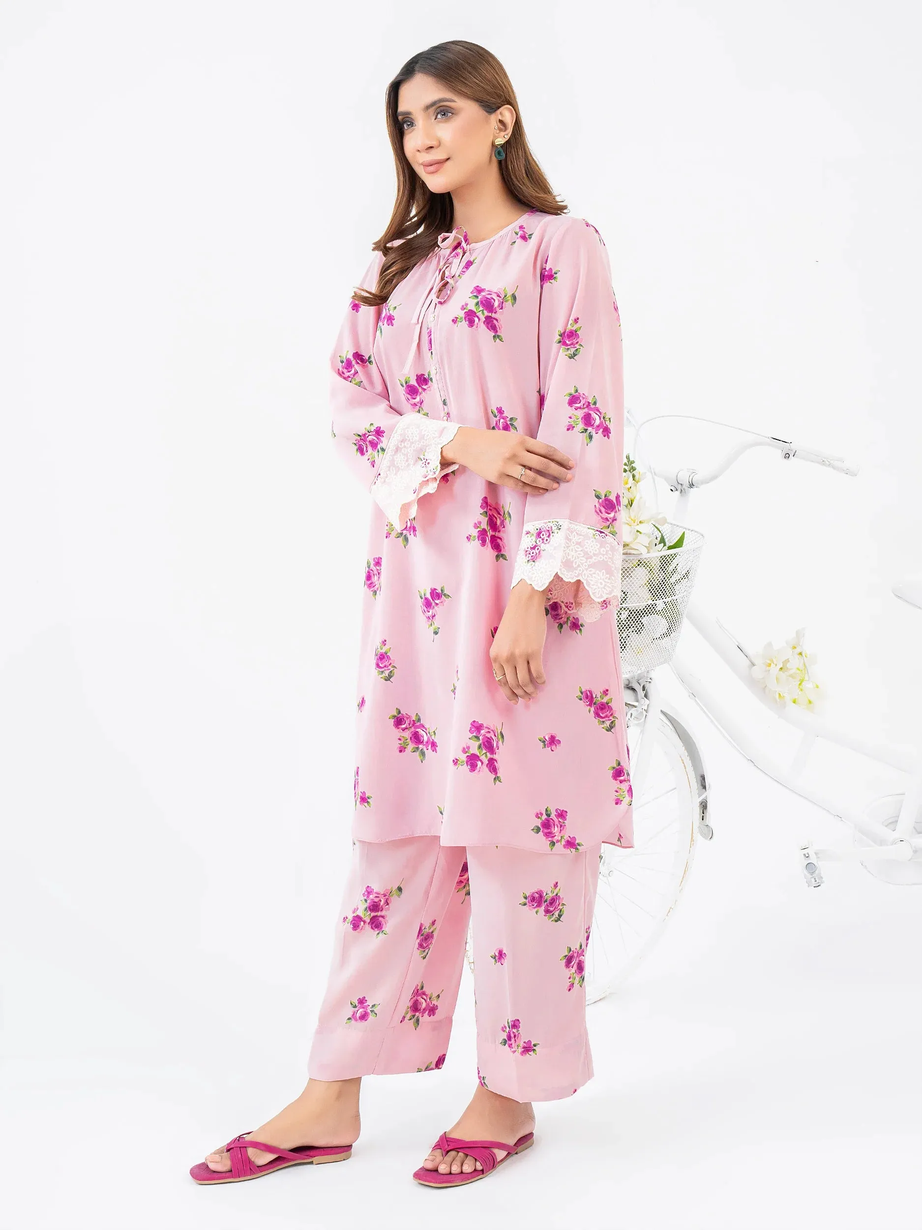 Limelight Pink Grip Printed 2-Piece Suit (P9744SU)