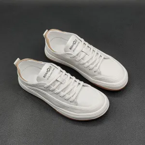 Men Leather Casual Fashion Solid Flat Sneakers