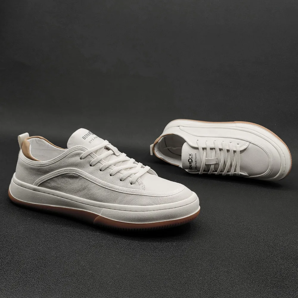 Men Leather Casual Fashion Solid Flat Sneakers