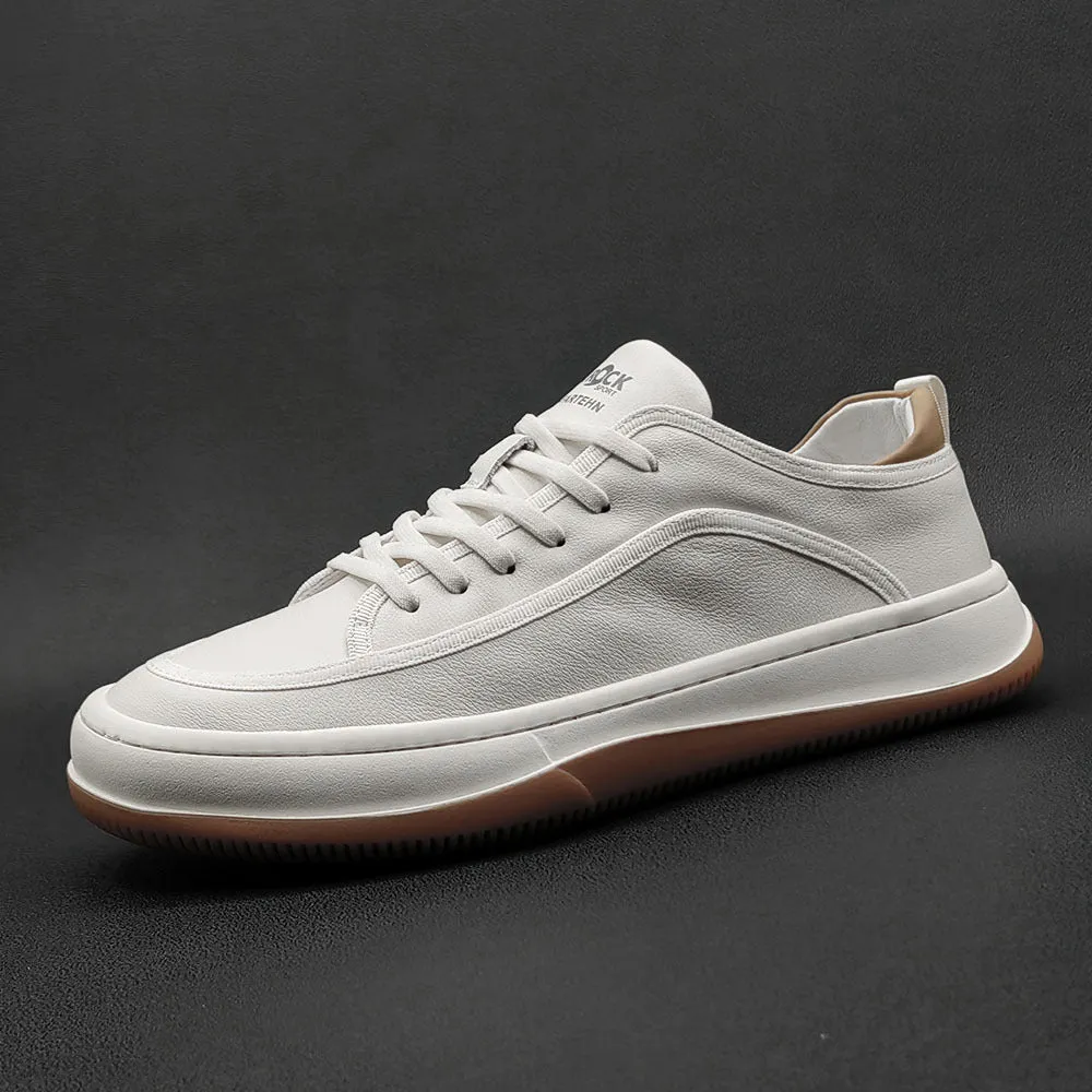 Men Leather Casual Fashion Solid Flat Sneakers