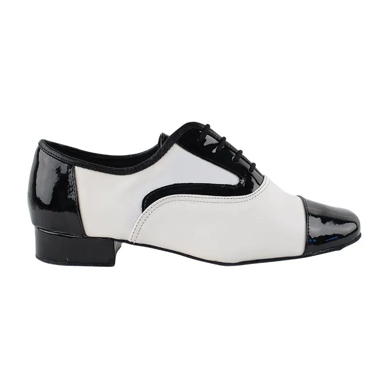 Men's 2cm Black and White Leatherette Heels Ballroom Dance Shoes