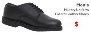 Men's Military Uniform Oxford Leather Shoes - Black