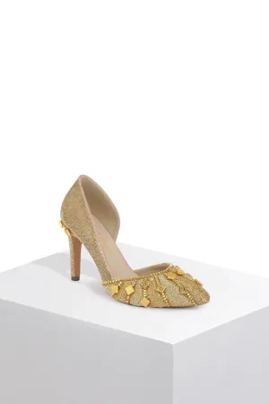 Midnight'S Halo - Gold Embroidered Pumps