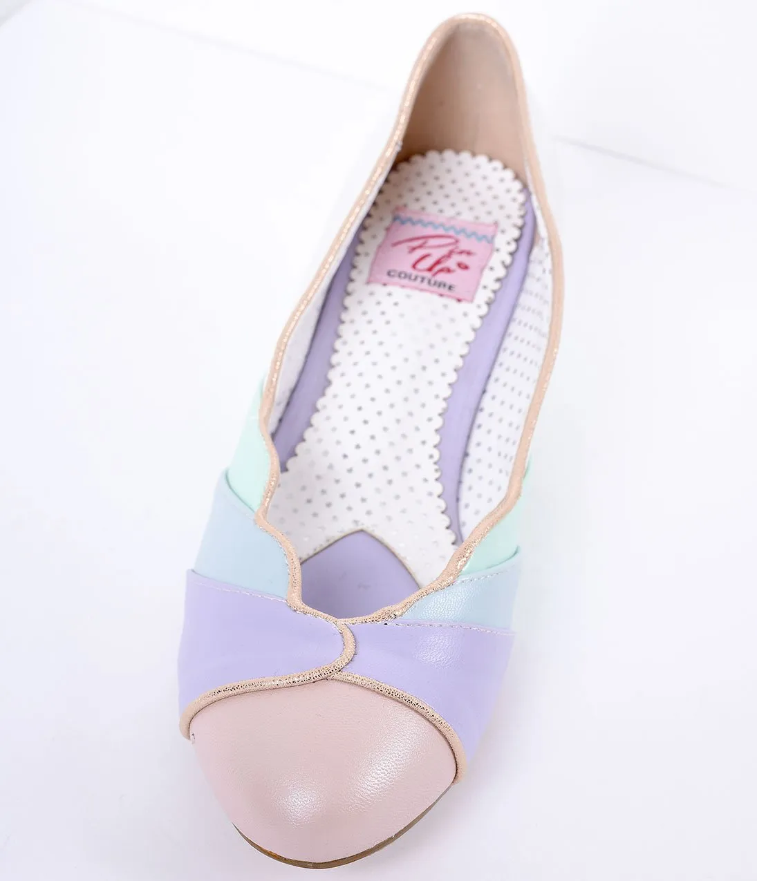 Multicolor Faux Leather Scalloped Kitten Heel